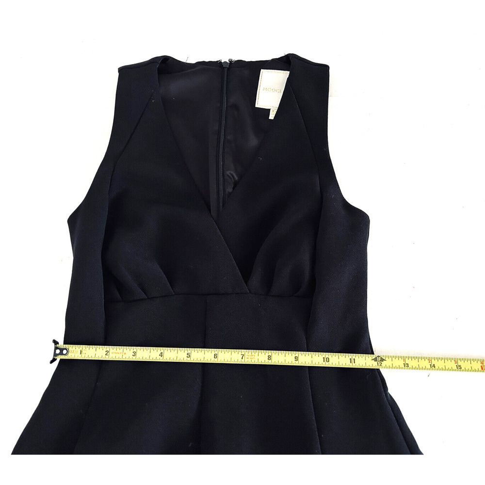 ModCloth | Womens Black Sleeveless V-Neck Empire Waist Fit Flare Dress Size XXS - Picture 4 of 7
